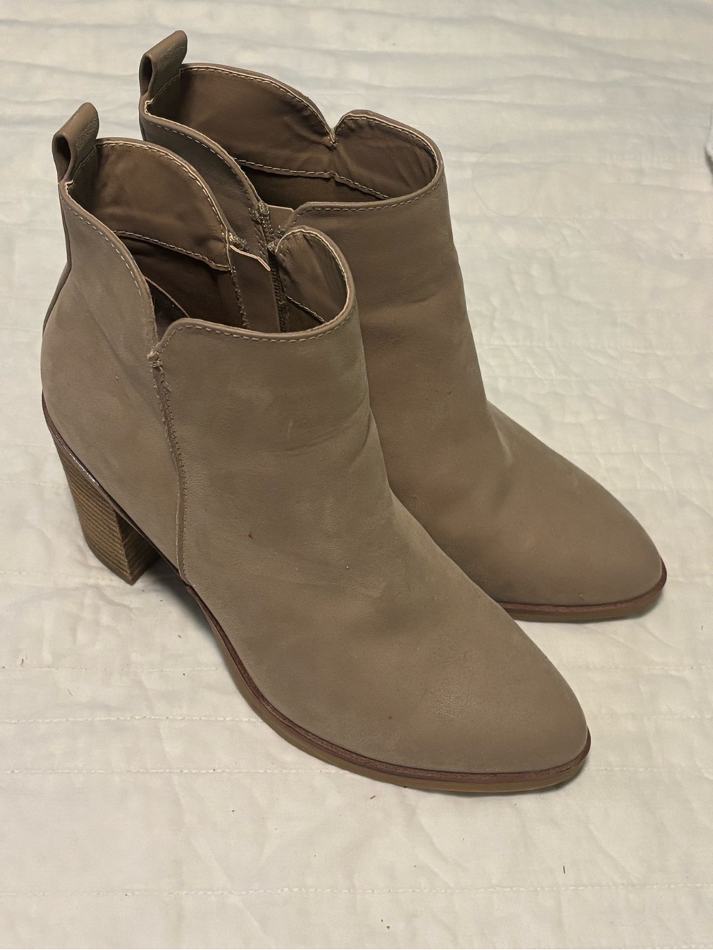 MIA Women’s Taupe Suede ? Block Heel Ankle Boots Classic Look